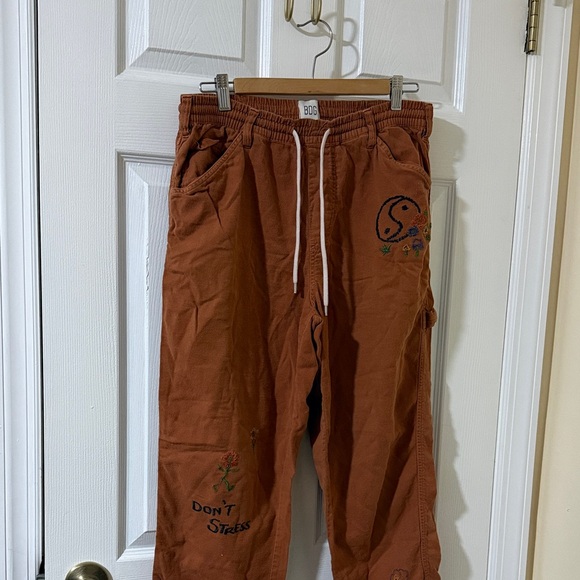 BDG Pants - BDG Rust Brown Embroidered Drawstring Pants